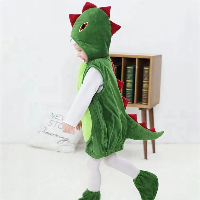 Un costume de cosplay de dinosaure et couvre-chaussures, doux pour la peau, garder la chaleur, vêtements de festival, vêtements d'Halloween