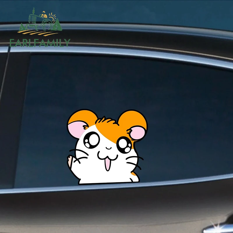 ملصق سيارة EARLFAMILY HAMTARO PEEKING ملصق تشيبي كبير الرأس للهامستر JDM صندوق أدوات نافذة زجاجية خلفية جرافيتي كرتونية لتصفيف السيارة #1
