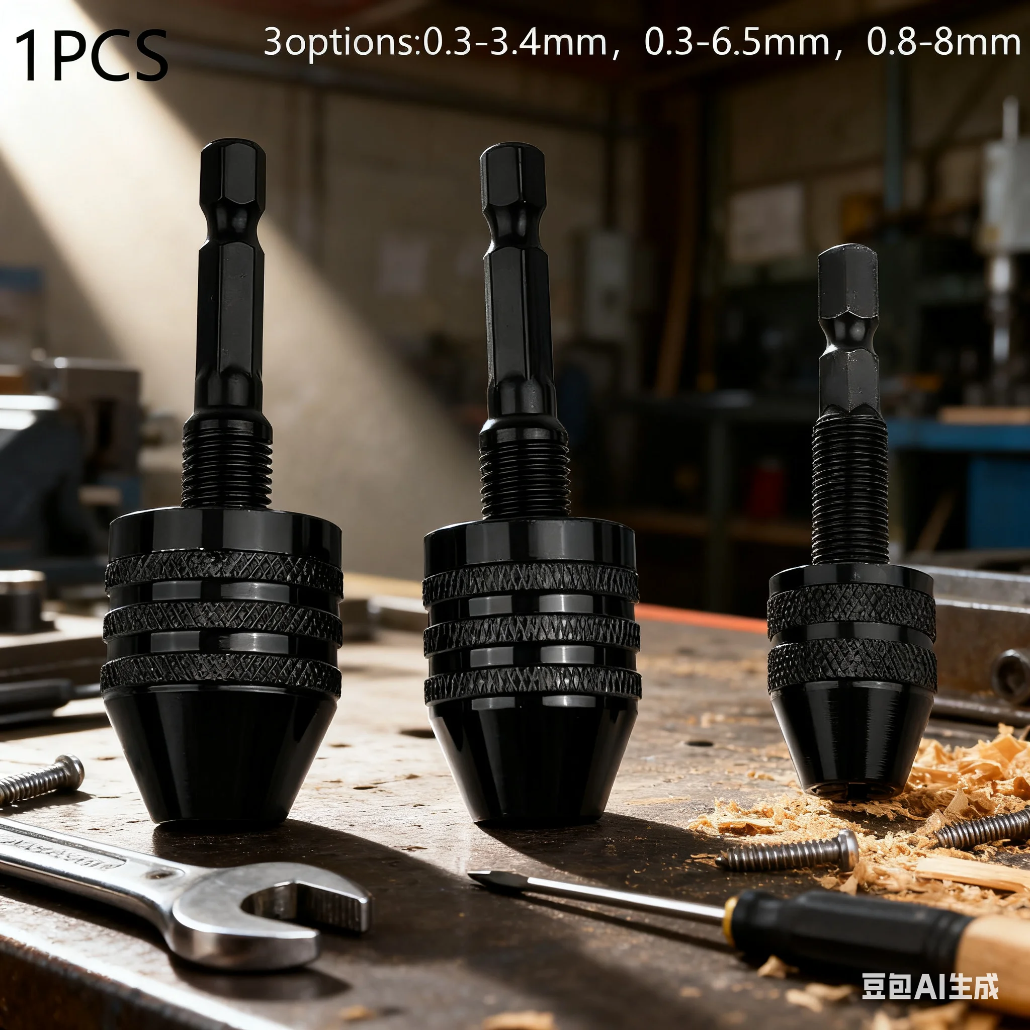 Adattatore per driver a cambio rapido con mandrino autoserrante con codolo esagonale da 1/4 di pollice compatibile con punte da trapano convenzionali Gamma da 0,3 a 8 mm