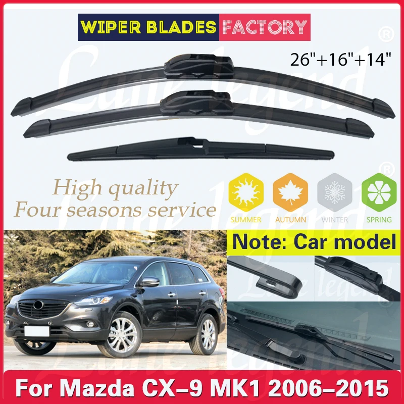 

Wiper Front Rear Wiper Blades Set For Mazda CX-9 CX9 MK1 2006 - 2015 Windshield Windscreen Window 2011 2012 2013 2014 26"16"14"