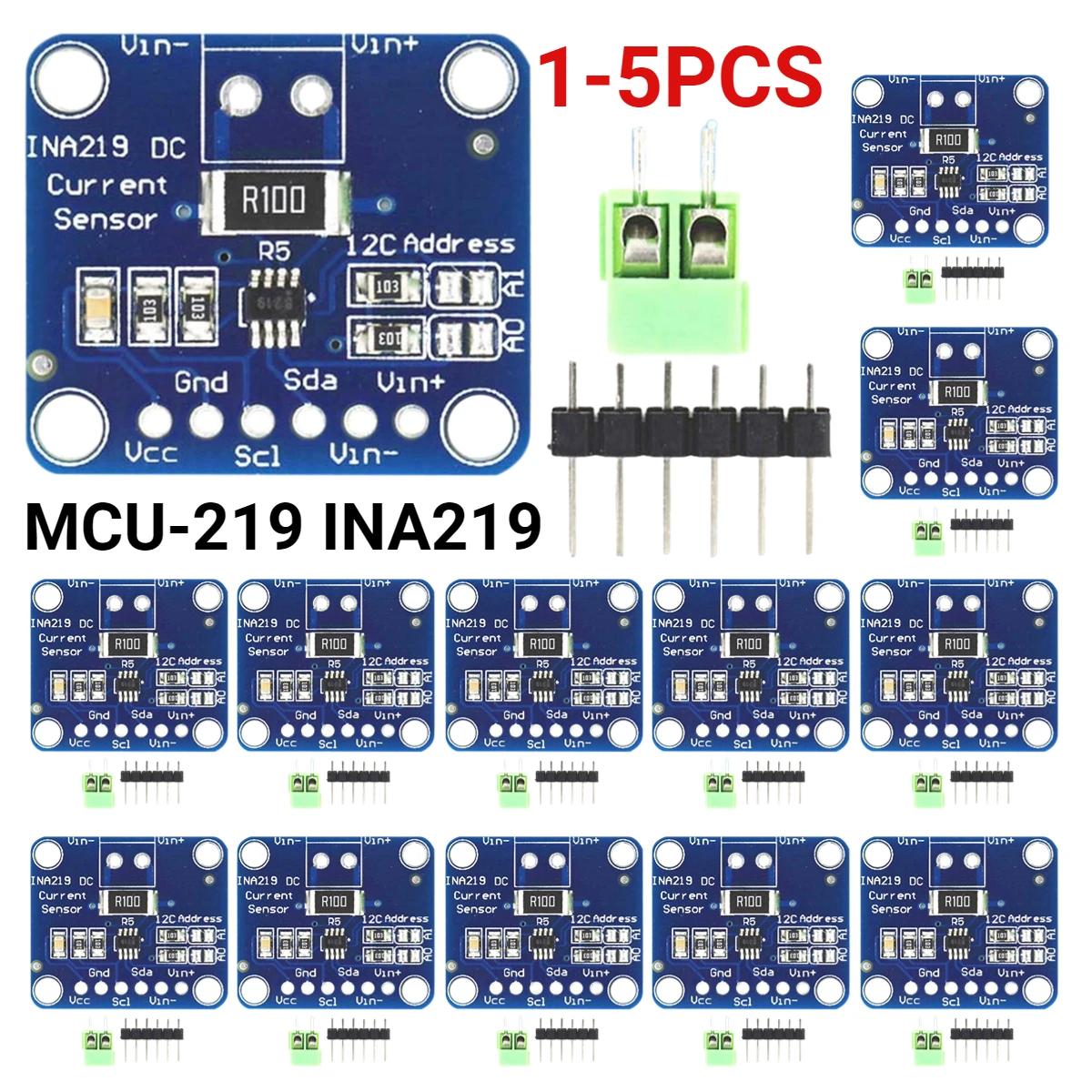 1-5PCS MCU-219 INA219 I2C Zero Drift Bi-directional Current Power Monitoring Sensor Module Sensor Breakout Monitoring Modules