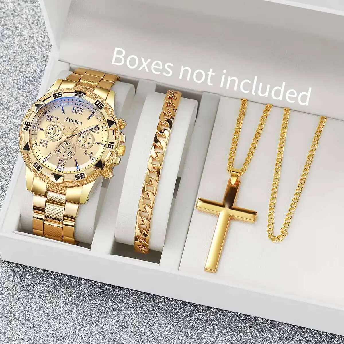 3pcs Luxury Large Dial Business Watch Set for Men