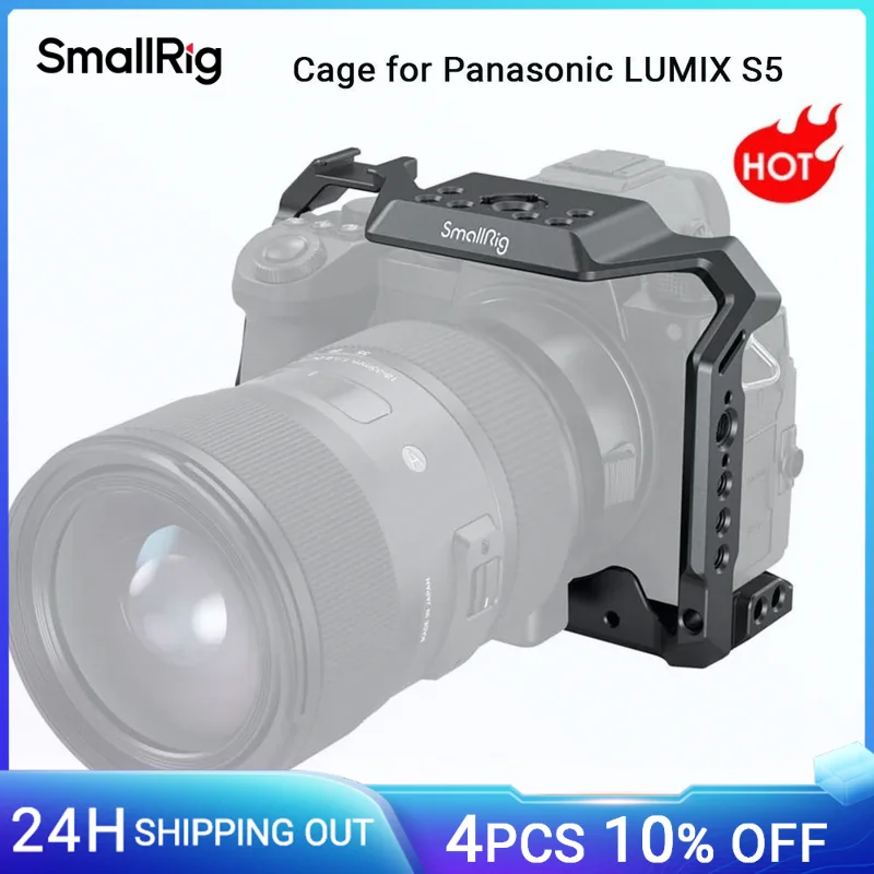 

SmallRig S5 Cage Kit for Panasonic LUMIX S5 Camera, Aluminum Alloy Camera Cage with NATO Rail and Cold Shoe Mount for Microphone