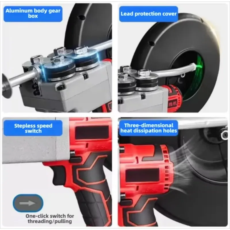 Cordless Cable Threading Machine Automatic Electric Wire Threader Steel Wire Puller Tool for Electrician Wiring Installation view 4