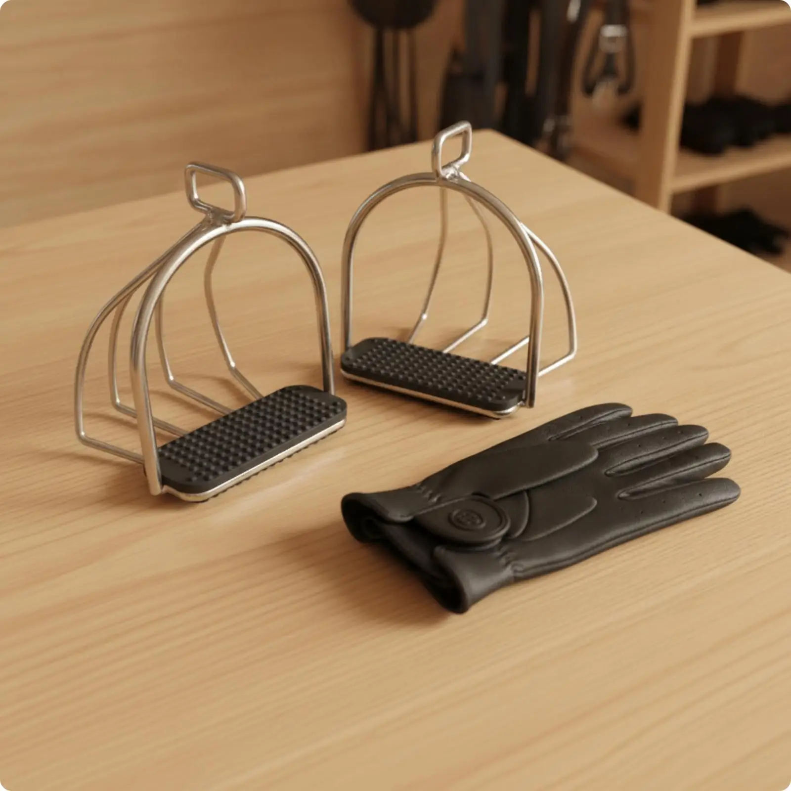 horse Stirrups with Rubber Step Surface Stainless Steel horse Stirrups Anti-Slip Foot Support Irons for Equestrians, Beginners