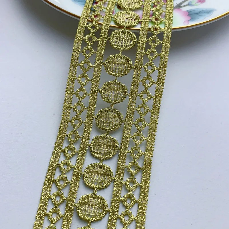 5m/16.4ft each pack super wide 4.5cm golden silk handmade sewing flower lace trims accessory curtain dresses hat edge decorate