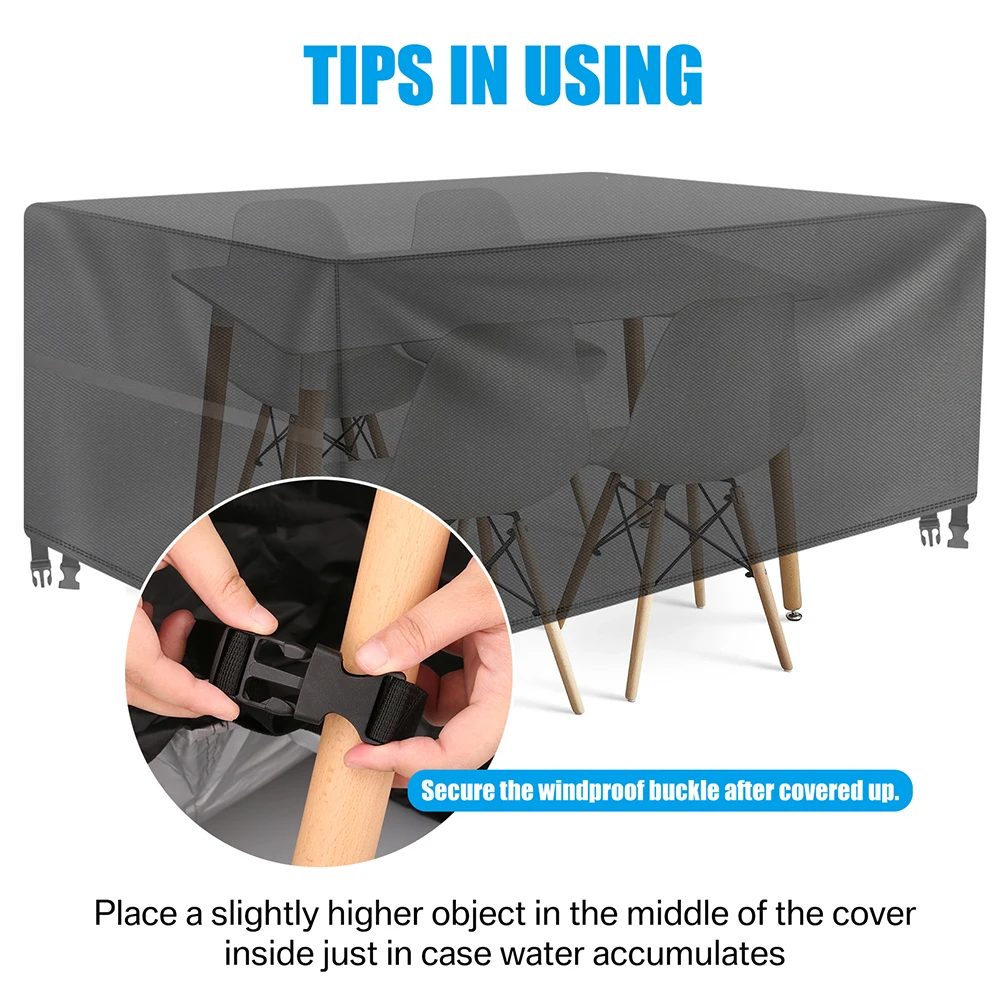 Outdoor Furniture Covers Waterproof Rain Snow Dust Wind-Proof Anti-UV Oxford Fabric For Garden Lawn Patio Table Chair Protection