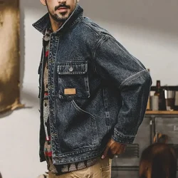 Cargo Vintage Autumn Male Jean Coats Loose Aesthetic Outwear Trendy Men's Denim Jacket Korea Size L Korean Popular Clothes Y2k