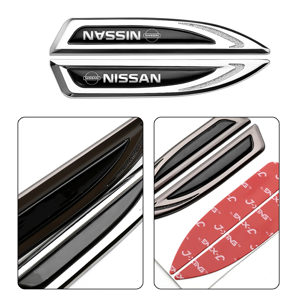 2pc Blade Badge Decor Car Sticker Metal Auto Emblem Trim Decal Accessories For Nissan Nismo Qashqai J11 X-Trail Note Juke Patrol