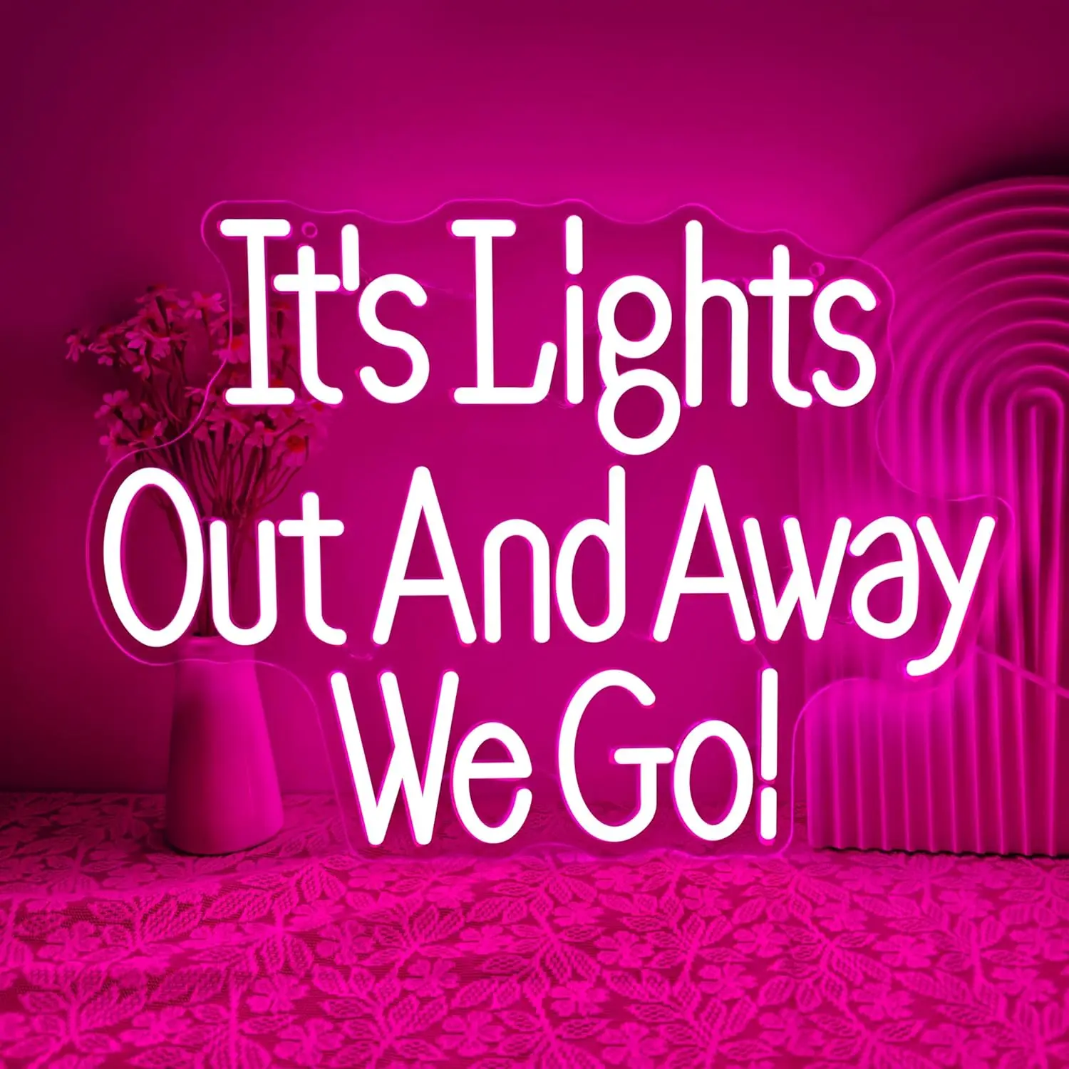 

"It's Lights Out And Away We Go" Neon Sign USB Powered Led Light for Gaming Room Bedroom Decoration Gift Art Wall Light