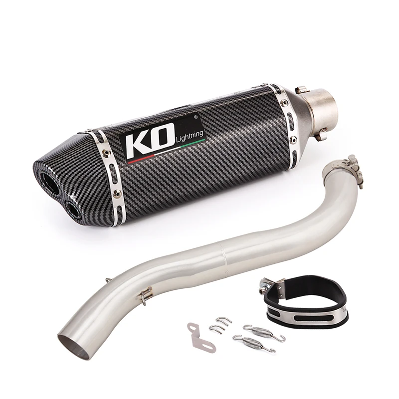 Motorcycle Exhaust Muffler Mid Link Pipe For VOGE DS525X 2023-2024 Stainless Steel+All Aluminium Slip On Without DB Killer Black