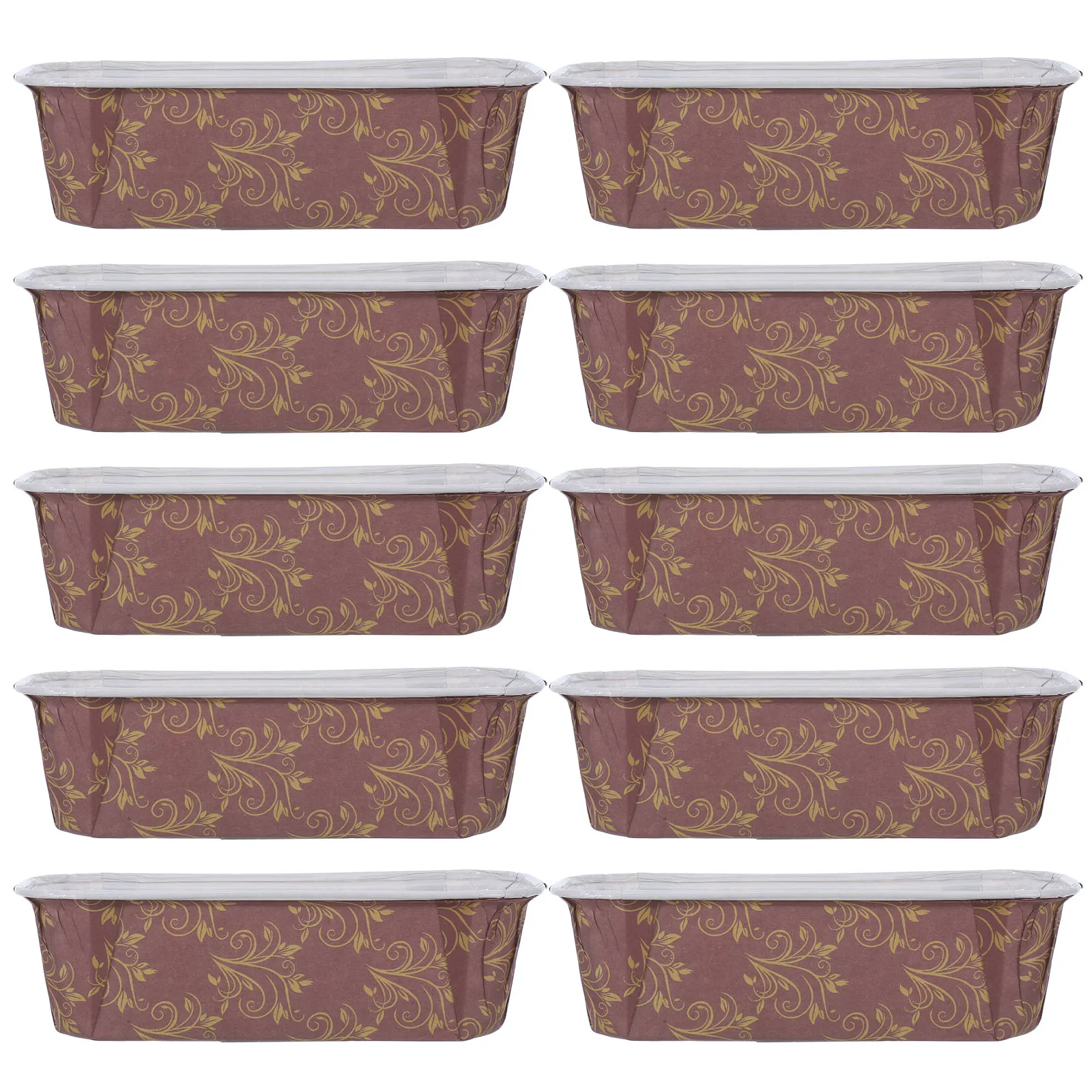 

10pcs Nonstick Disposable Paper Pans Greaseproof Cups Rectangle Cake Molds For Bread Brownies High Temp Resistant Easy Storage