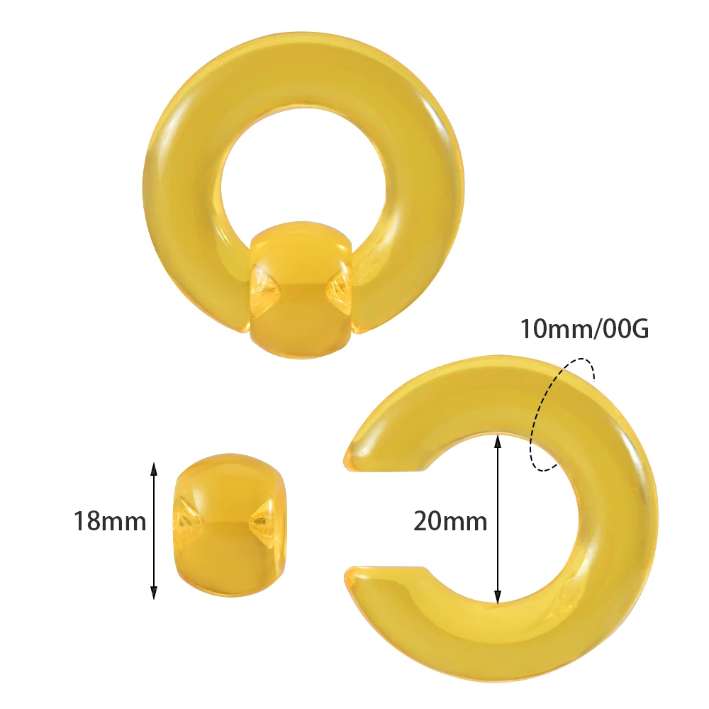 1PCS 00G Acrylic BCR Big Large Size 10mm Ear Tunnel Plug Expander Gauges Nose Septum Ring Lobe Earring Piercing Body Jewelry