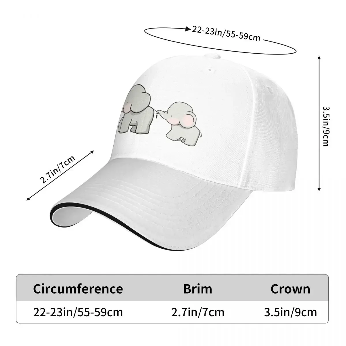 Cute Little Elephants Love Boba Baseball Caps Snapback Fashion Baseball Hats Breathable Casual Outdoor For Men's And Women's