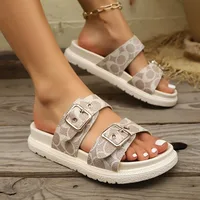 Fashion Thick-soled Metal Buckle Designer Slippers Women's Home Soft-soled EVA Sandals Women's Summer Non-slip Beach Flip-flops - Image 3