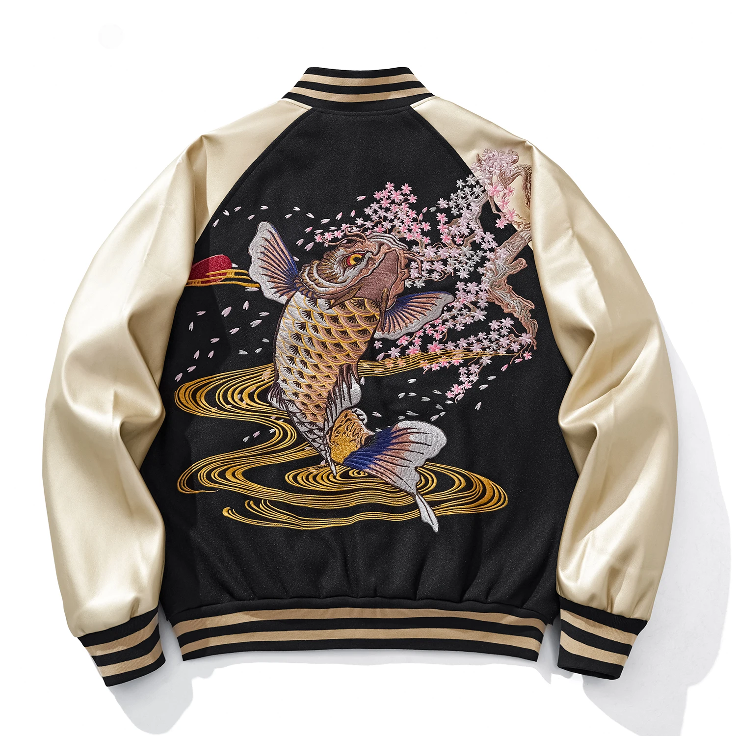 Sukajan New Heavy Embroidery Carp Jacket Baseball Style Spring Autumn Chinese Trendy Loose Fit Long Sleeve Button up Coat