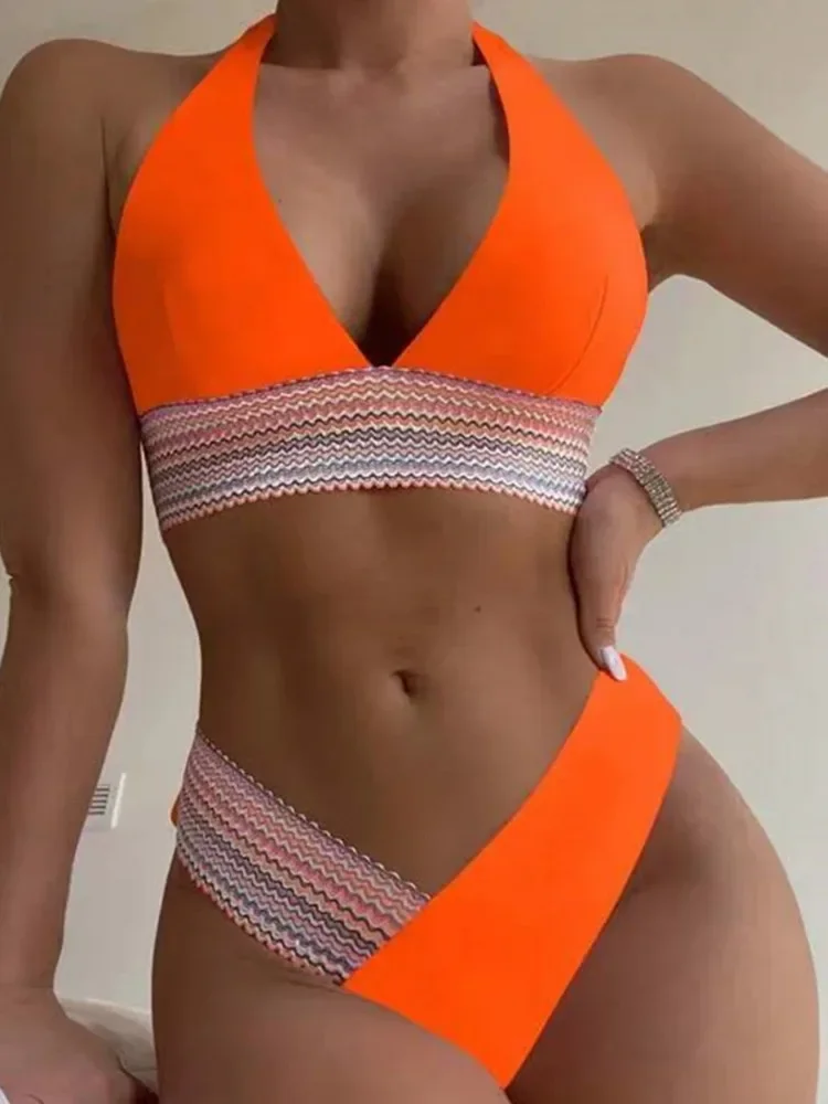 

Halter High Cut Bikini 2024 Swimsuit Women Padded Swimwear Female Bathers Bathing Swimming Swim Suit Beachwear