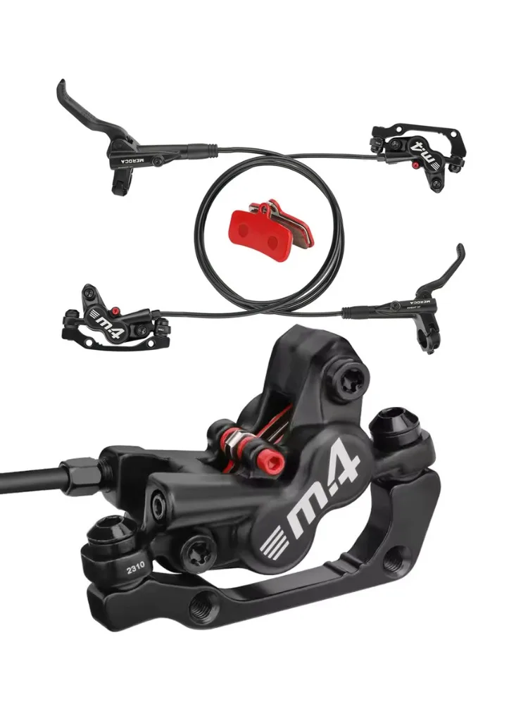 AliExpress NONE MEROCA M4 4 Piston Hydraulic Disc Brake Set Mountain Bike Hydraulic Disc Brakes Front 800/Rear 1400mm Bicycle Accessories