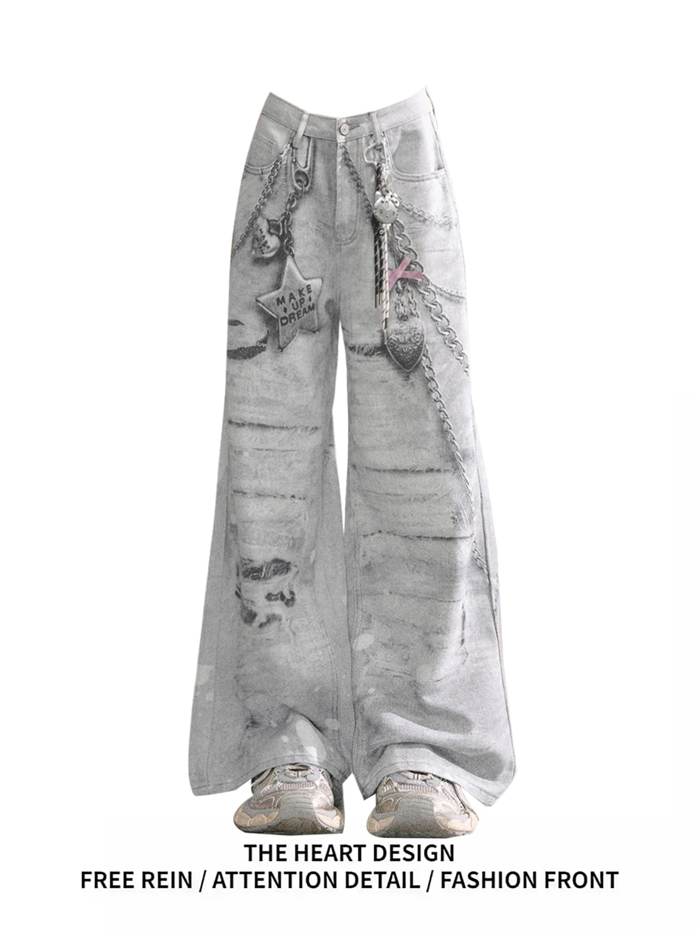 

American Sle High Waist Wide Leg Pants ey Loose Fit Summer Jeans Women's Casual Wear Resistant to Wear Comfortable