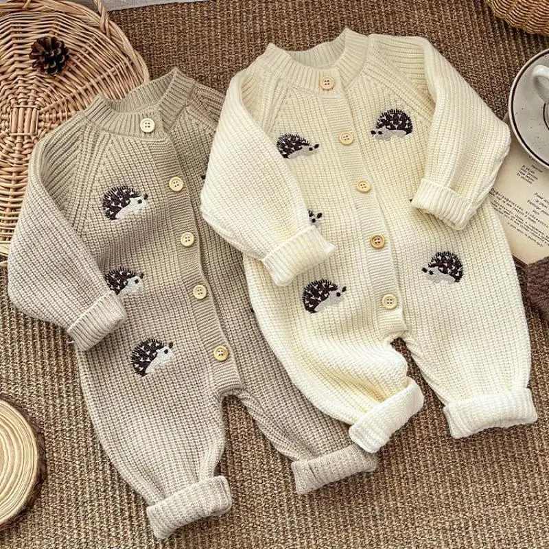 

2025 Spring New Baby Long Sleeve Knitted Romper Cartoon Embroidery Infant Boy Girl Casual Jumpsuit Newborn Toddler Clothes