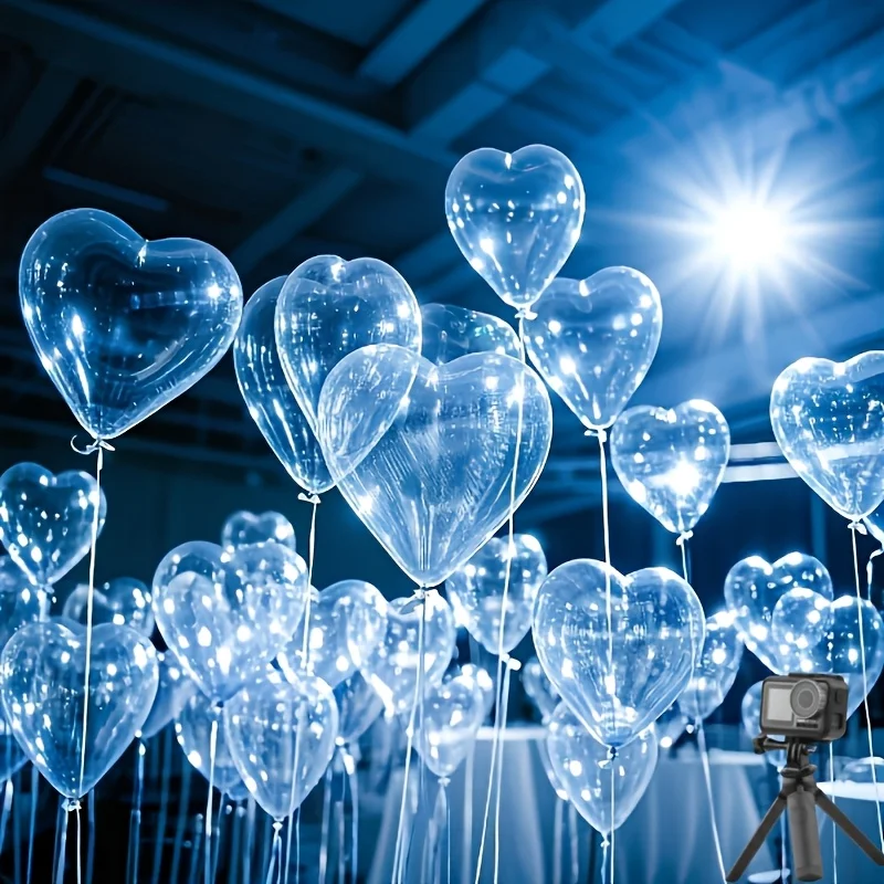 20 transparente herzförmige Latexballons – perfekt für den Valentinstag, Geburtstage, Hochzeiten, Jubiläumsveranstaltungen – Detail 3