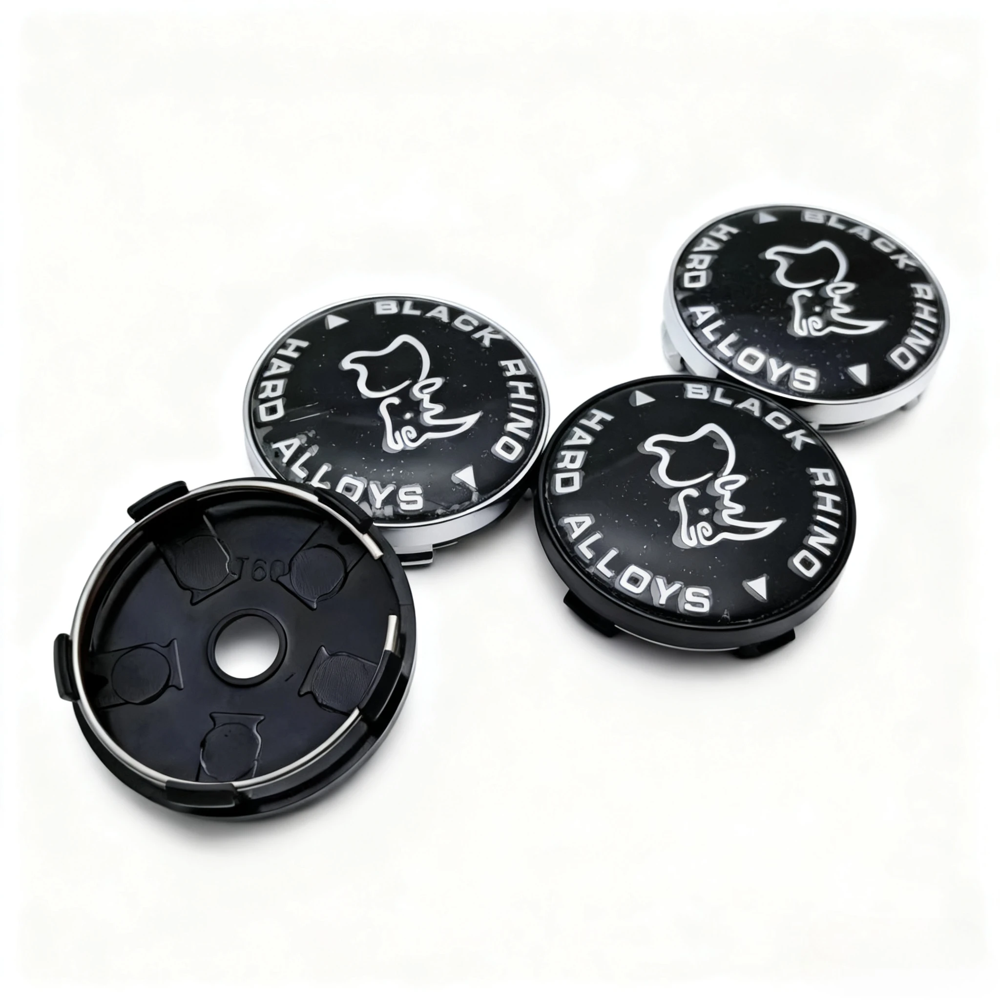 4 Stück Black Rhino Logo Abzeichen Auto Radnabenkappen 60 mm 56 mm Auto Räder Nabenkappe Nashorn Emblem Felgen Radkappen Abdeckung Zubehör