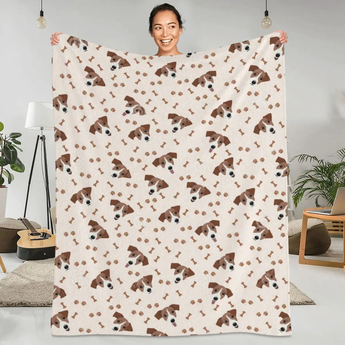 Jack Russell Terrier Dog Blanket Bones Travel Flannel Bedding Throws Super Soft Outdoor Custom Bedspread Birthday Present