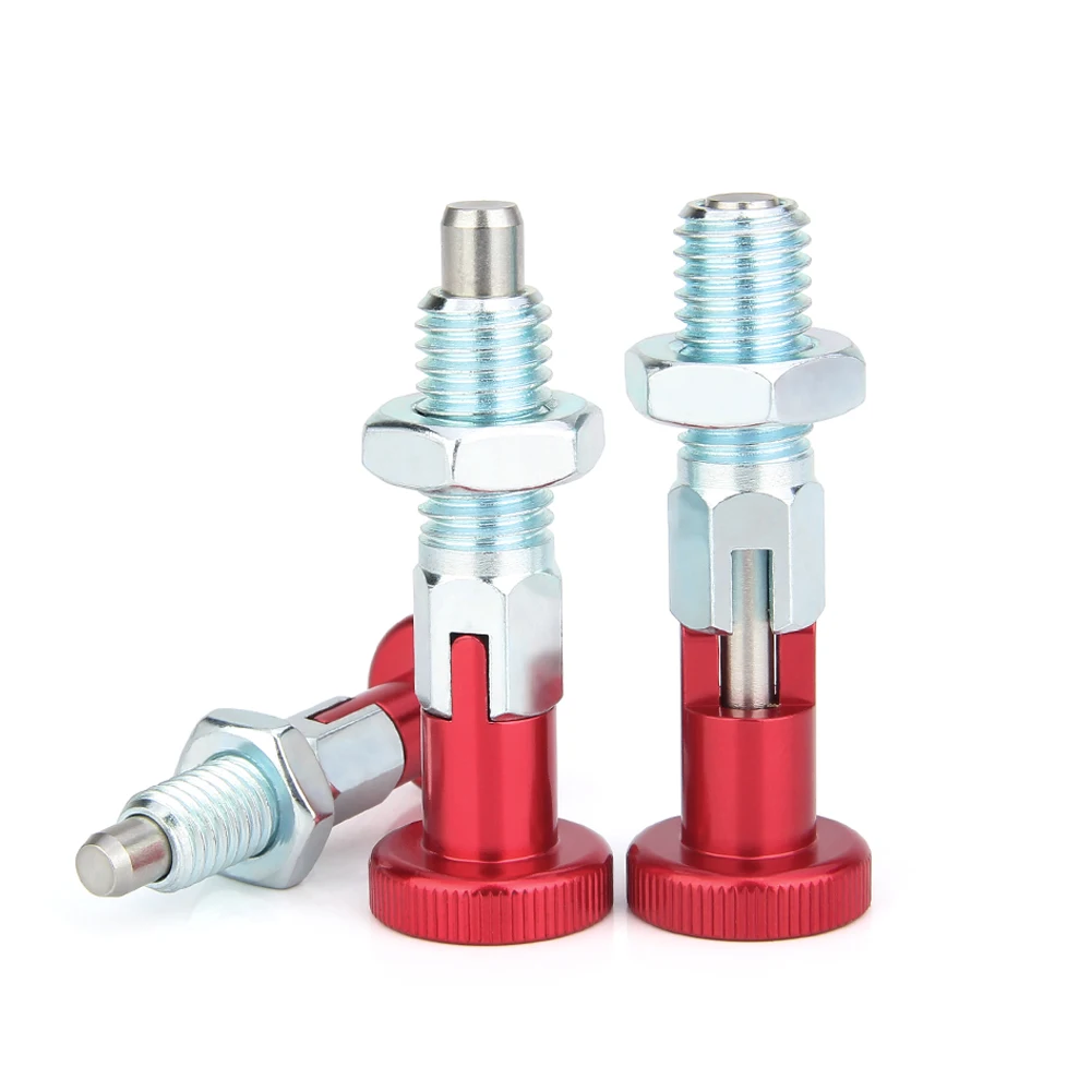 Self-Locking High Quality Aluminum Knob Retractable Spring loaded  Zinc Plated  Carbon Steel Body Indexing Plungers With Nuts