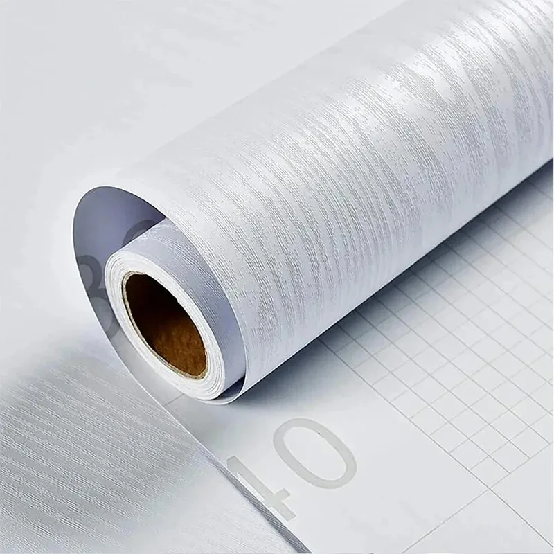Papier peint auto-adhésif en PVC Grain de bois blanc et noir, autocollant mural imperméable pour placard, cuisine, chambre à coucher, meubles, porte, rénovation
