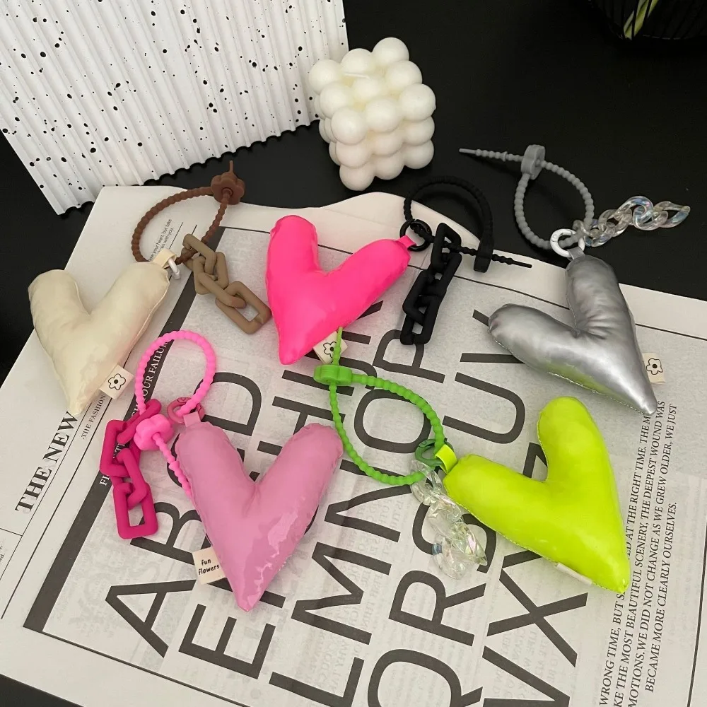 Niche Design Smooth Key Lanyard Cotton Filled Love Heart Key String Soft Colour Pendant Bag