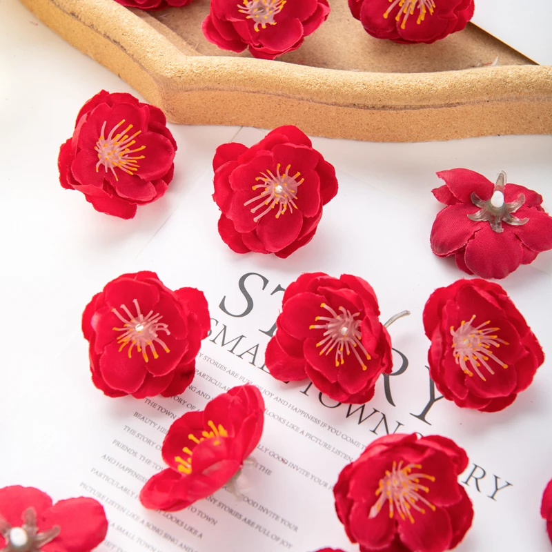100 Stück 3CM Künstliche Blumen für Scrapbooking, Kirschblüten, DIY-Geschenke, Süßigkeitenbox, Hochzeit, Garten, Rosenbogen, Heimdekoration, Valentinstagskranz – Detail 9