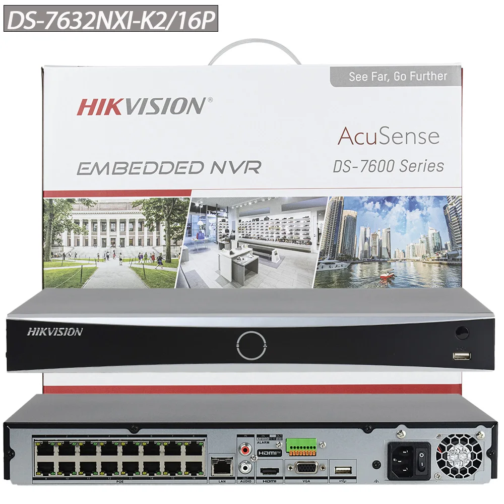 Hikvision 32CH 16 PoE AI 4K AcuSense NVR 256Mbps H.265+ Facial Recognition AI Motion Detection Perimeter Protection 2 SATA 16TB