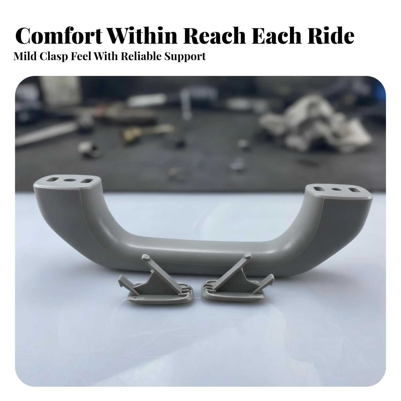 Interior Grab Handle with Mounting Clips Snap-Fit Car Roof Grab Handle Hardware Contoured Recessed for DIY Mechanics