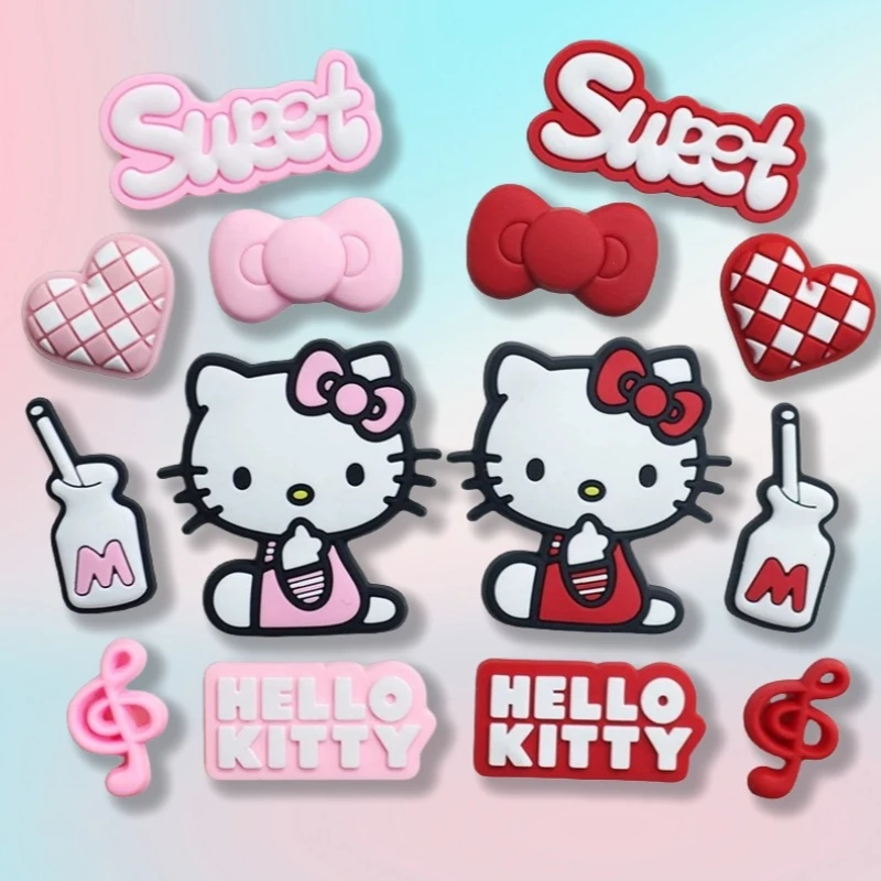 

Girly Hello Kitty Shoe Accessories for Clogs Cute Diy Fashion Shoe Charms Heart Bow & Musical Notes Sandals Accessories Gifts