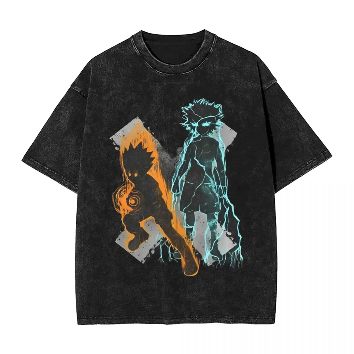 Washed T Shirts Hunters X Hunters Hip Hop Cool T-Shirt Oversize Gon Killua Anime Streetwear Cotton Tops Tops Tees for Men Women