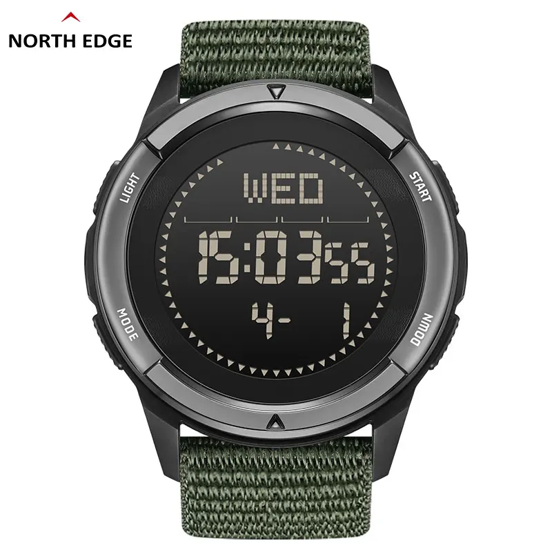 

NORTH EDGE APLS Men's Digital Carbon fiber Watch Shock Militraly Sports Super Light Outdoor Compass Waterproof 50M Wristwatches