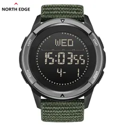 NORTH EDGE APLS Men's Digital Carbon fiber Watch Shock Militraly Sports Super Light Outdoor Compass Waterproof 50M Wristwatches