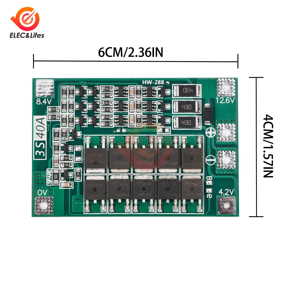 3S 4S 40A 60A li-ion caricabatteria al litio scheda di protezione 18650 BMS per trapano motore 11.1V 12.6V/14.8V 16.8V migliora/bilancia