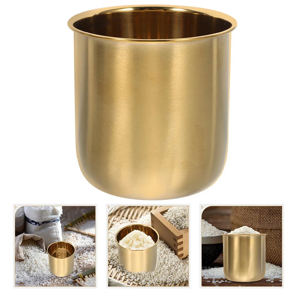 

2Pcs Rice Measuring Cup Stainless Steel Household Cooking Tool Large Opening for Grain Flour Use Measuring Cups