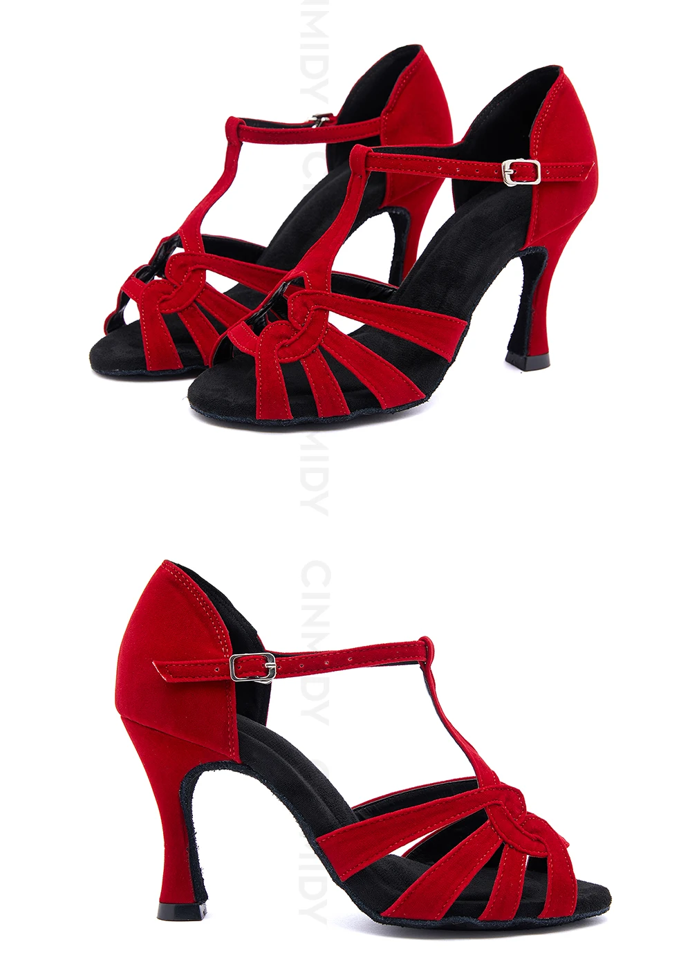 CINMIDY Damen Salsa Tanzschuhe Mädchen Latein Tanzschuhe Damen Partyschuhe Weiche Sohle Ballroom Tanzschuhe Hohe Absätze Kubanischer Absatz – Detail 11