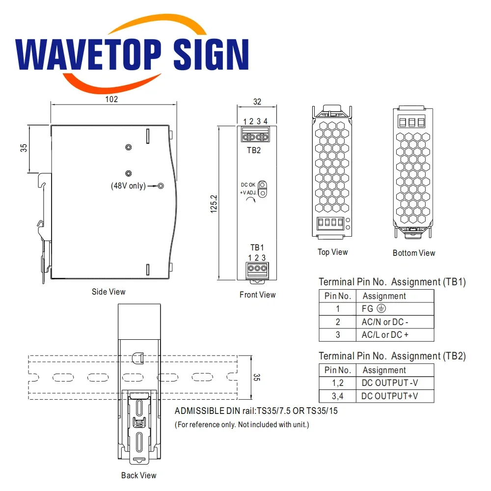 SignkoRay MeanWell 75W Rail Switch Power Supply NDR-75W 12V / 24V / 48V NDR-120W NDR-240W For Co2 Laser Cutting Machine