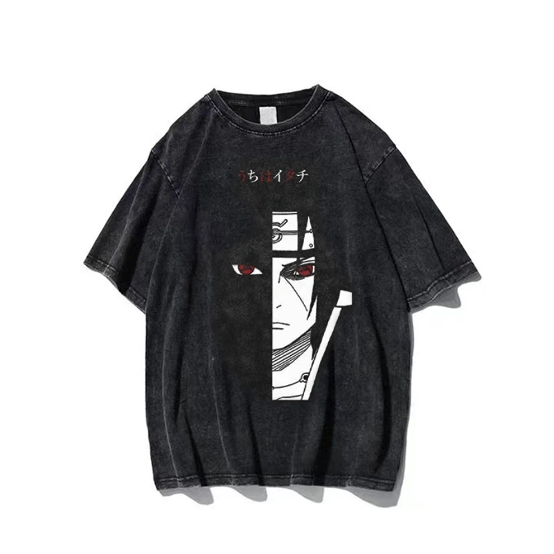 

Naruto Print Graphic T Shirt Man Harajuku Vintage Washed Summer Y2k Women's Oversized Short Sleeved Tees Streetwear HipHop Tops