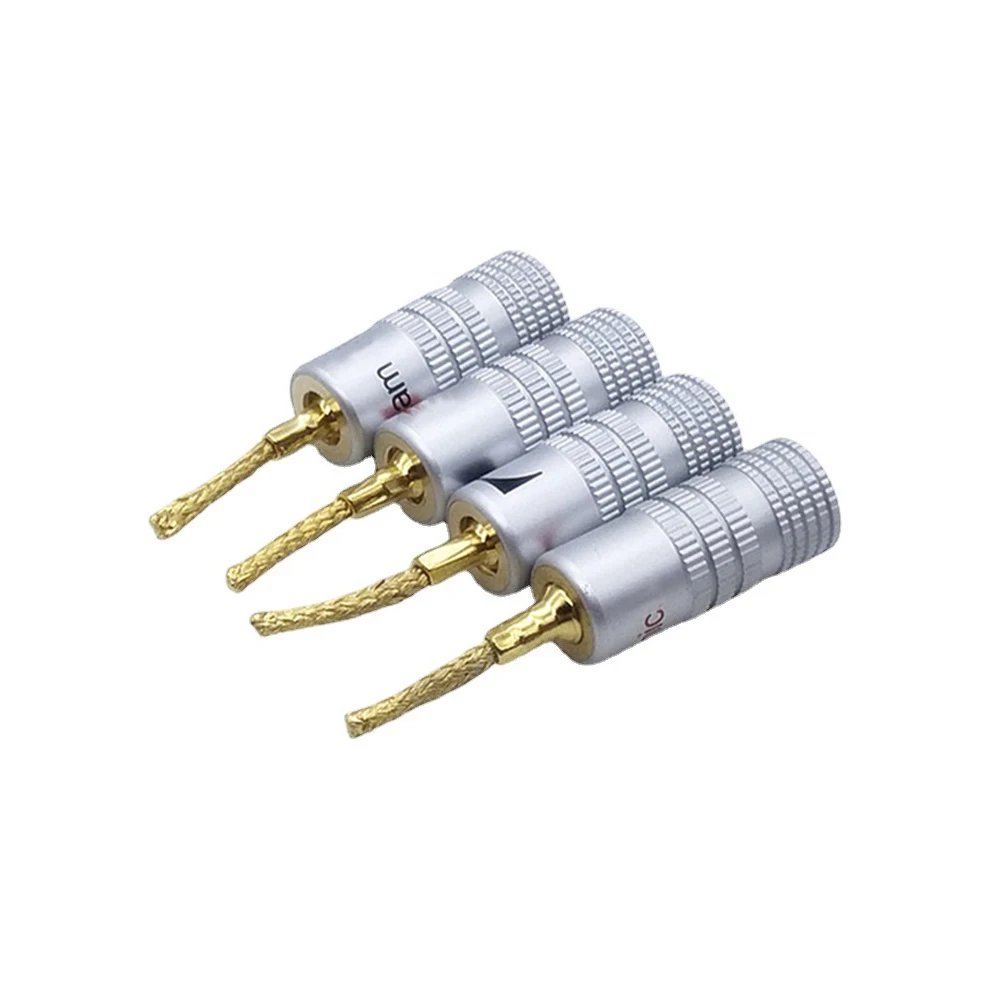 

4PCS Banana Plugs 2MM Copper Wire Gold-Plated Welding-Free Banana Plugs Audio Speaker Wire Plugs Braided Wire Plug Connector