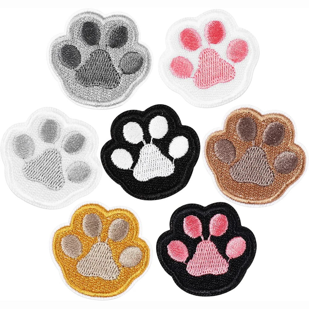 7 Pieces of Cat And Dog Paw Embroidery Patch Stickers DIY Bag, Clothing Accessories 3.5 * 3.3 CM