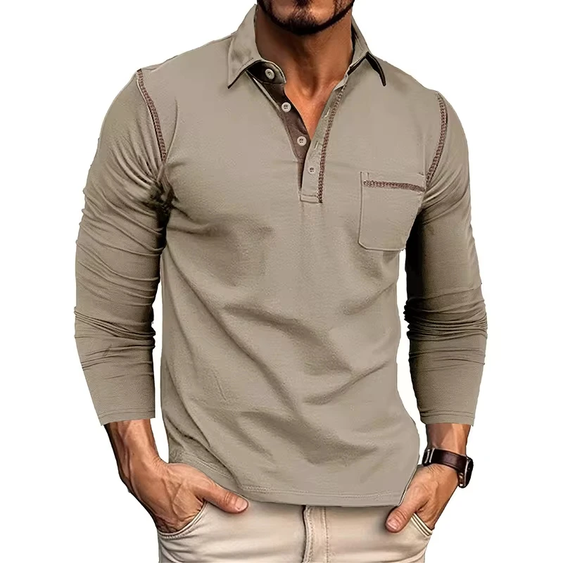

2025 American European New Fashion Men's Plus Size Turn-down Collar Long Sleeve Casual Trendy Polo Shirts Male Clothes Tops