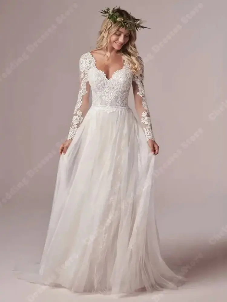 Boho Minimalist Women Wedding Dresses 2024 A-Line Fluffy Tulle Robes Sexy Sling Engagement Ball Vestido Elegante Feminino Luxo