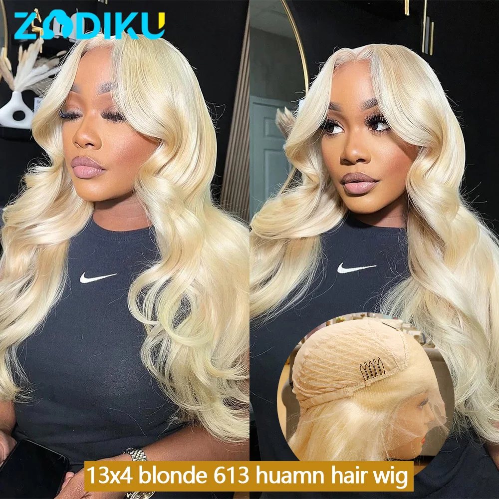 613 باروكة من شعر طبيعي شقراء الجسم موجة خصلات الشعر المستعار الإنسان 13x4 الدانتيل الشفاف الجبهة باروكة من شعر طبيعي 100% جودة الشعر البشري شعر مستعار مجعد