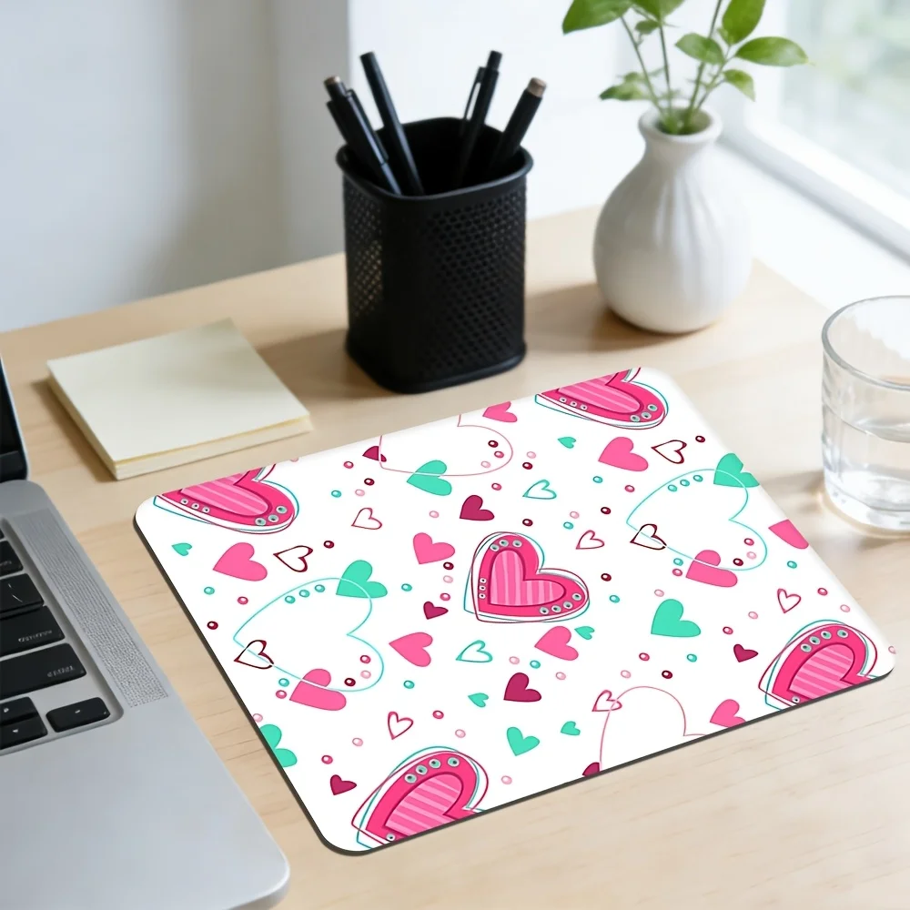 

Pink Heart Candy Bow Pattern Rubber Gaming Mouse Pad Smooth Desk Mat for Home Office Workspace