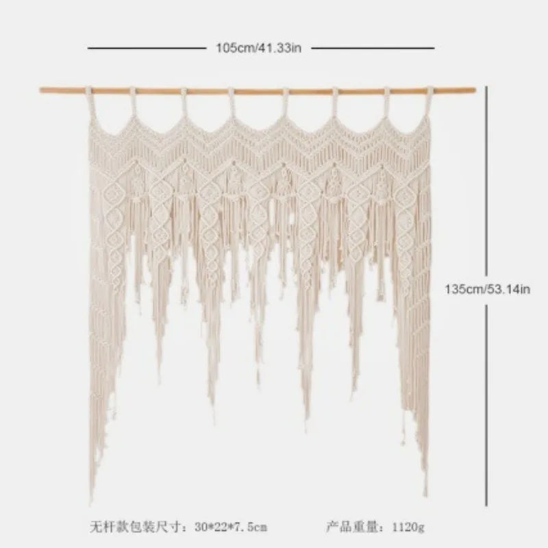 Bohemian fringed tapestry hand-woven short door curtain, homestay entrance partition curtain decoration