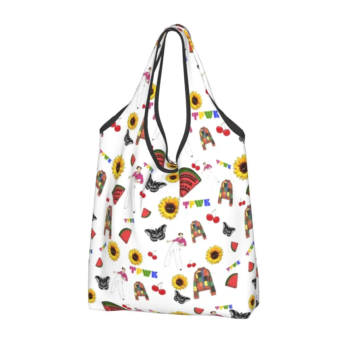 Large Reusable Popular Singer Fine Line Set Grocery Bags Recycle Accessories Shopping Tote Bag Washable Lightweight